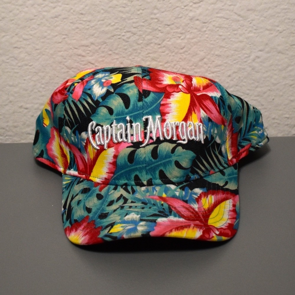 Captain Morgan Tropical Floral Aloha Snapback Hat Men One Size Fits Most‎